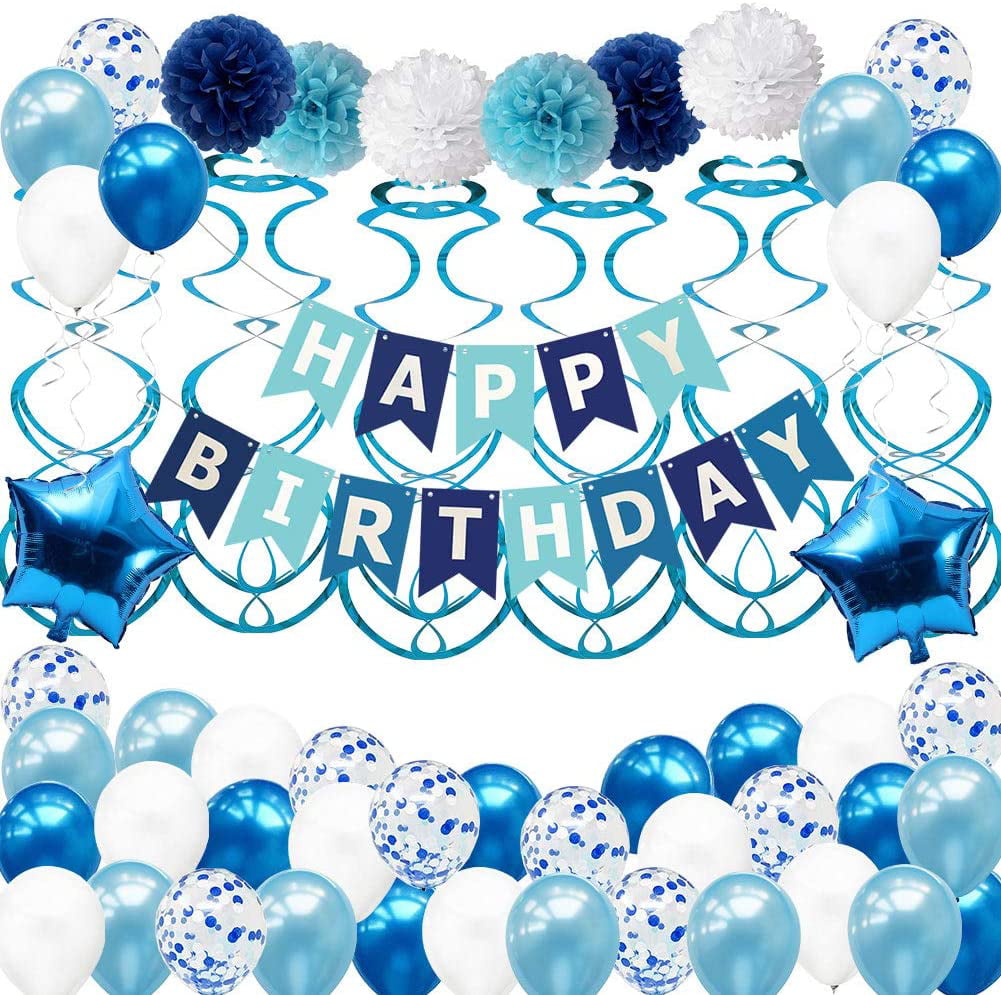 Birthday Party Decorations for Boy Girl Men Women, Blue Birthday Party  Supplies with Happy Birthday Banner, Confetti Balloons for 16th 18th 20th  25th 30th 40th 50th 60th 70th Party Decor - Walmart.com