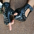 thumbnail image 2 of Half-Finger Women's And Girls' Cosplay Rocker Star Gloves In PU Material Perfect Gift, 2 of 5