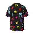 thumbnail image 6 of PAYOHTO Colorful Animal Foot Prints Black Mens Hawaiian Casual Short-sleeved Shirt Tropical Summer Beach Button Down Shirts, 6 of 7