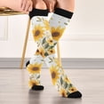 thumbnail image 5 of FORMRS Womens Knee High Socks Casual Long Thick Travel Daily Wear, 1 Pair, Beige Sunflowers, 5 of 6