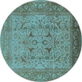 thumbnail image 1 of Ahgly Company Indoor Round Oriental Light Blue Industrial Area Rugs, 6' Round, 1 of 4