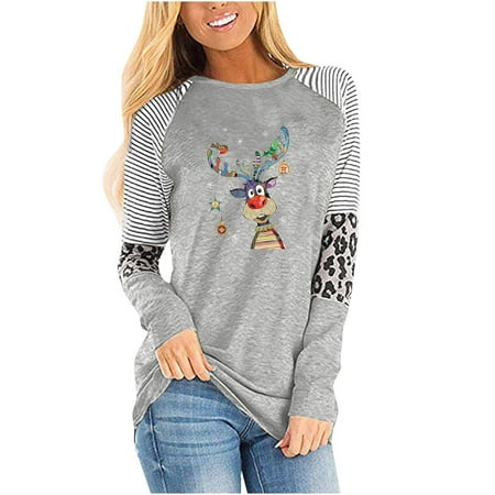 

Shirts for Women Sweatshirts for Women Women Plus Size Casual Round Neck Loose Christmas Printed Long Sleeve Tops Women Blouse Womens Fall Tops Corset Tops for Women