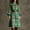 Dresses-458Green, variant on Plaid Dress for Women Elegant Midi Dress Round Neck Flare Sleeve Vintage Dress Belted Plaid Pattern Pleated Hem Daily Office Party