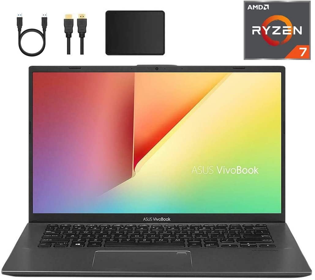 Newest ASUS VivoBook 14-inch FHD 1080p Laptop PC, AMD Ryzen 7 3700U, 8GB DDR4, 512GB PCIe SSD, Fingerprint Reader, Backlit Keyboard, AMD Radeon RX Vega 10 Graphics, W10 Home w/Mazepoly Accessories