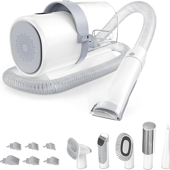 Professional Pet Grooming Vacuum Kit, 2.5L Cup, 3 Suction Modes, and 5 Groomer Tools with Cordless Low Noise Dog Clippers for Cats, Other Animals Hair Trimmer