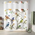 thumbnail image 6 of No Hook Shower Curtain, Bird Leaf Shower Curtains for Bathroom with See Through Top Window, Spring Summer Tree Branch Farmhouse Retro Waterproof & Washable Bath Curtain Standard 72"x72", 6 of 9