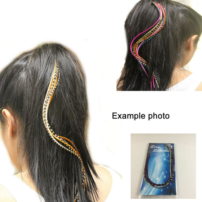 Feather Hair Extension 6 Feathers 4 7 Mix Green Brown grizzly