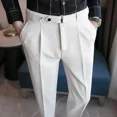 thumbnail image 2 of Pantalones trenzados para hombre, pantalones ajustados de traje blanco y azul para hombre, ropa de trabajo de lujo, ropa clásica de licra, ropa barata de estilo coreano formal, 2 of 4