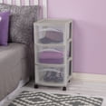 thumbnail image 3 of Sterilite 3 Drawer Storage Cart, Plastic Rolling Organization, Grey Pumice, 8 Pack, 3 of 6