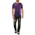 thumbnail image 2 of INSPIRE CHIC Sheer Mesh T-Shirts for Men's Short Sleeves Tee Shiny Metallic Glitter T-Shirt L Purple, 2 of 6