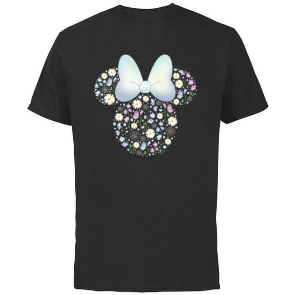 Disney Minnie Mouse April Birth Month Birthstone & Flowers - Short Sleeve Cotton T-Shirt for Adults - Customized-Black