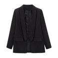 thumbnail image 3 of Lovskoo Womens Casual Blazers Open Front Crop Blazer Jacket Turn Down Collar Long Sleeve Lightweight Work Office Coat Cardigan Black, 3 of 5