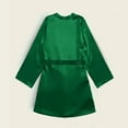 thumbnail image 5 of QUNYINEY Satin Womens Robe Kimono Solid Green Short Bathrobe Lightweight Long Sleeve V Neck Belt Sleepwear, 5 of 6