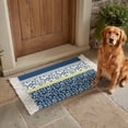 thumbnail image 3 of Kitchen Runner Rugs, Country Leaves Dark Blue 2'x3' Throw Rug with Tassels, Stitching Stripes Washable Soft Floor Carpet Runner for Hallway Bedroom Bathroom Laundry Room, 3 of 9