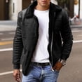 thumbnail image 2 of Pxiakgy winter coats for men Men's Winter Wool Short Jacket Casual Lapel Splice Fit Solid Warm Slim Overcoat Work Daily Outwear Black + L, 2 of 5