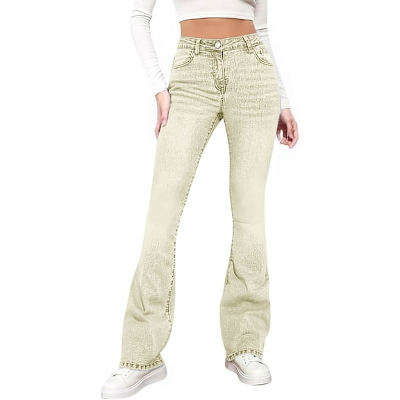 Women's Jeans High Rise Bootcut Slim Fitting High Waisted And Buttocks Up Denim Flared Pants