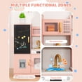 thumbnail image 4 of Pirecart Kids Corner Play Kitchen Set, Wooden Toddler Kitchen Toy with Lights & Sounds, Sink, Faucet, Ice Maker and Washing Machine, 6Psc Cooking Accessories, Pink, 4 of 9