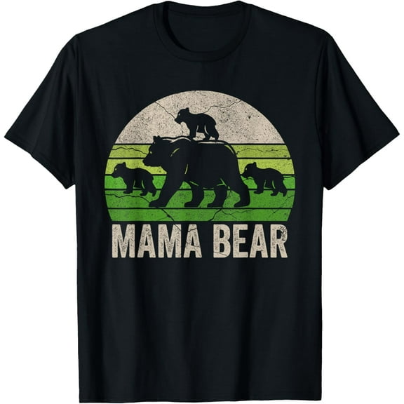 Women Mama Bear 3 Cubs Shirt Mama Bear TShirt Mom 3 Kid T-Shirt