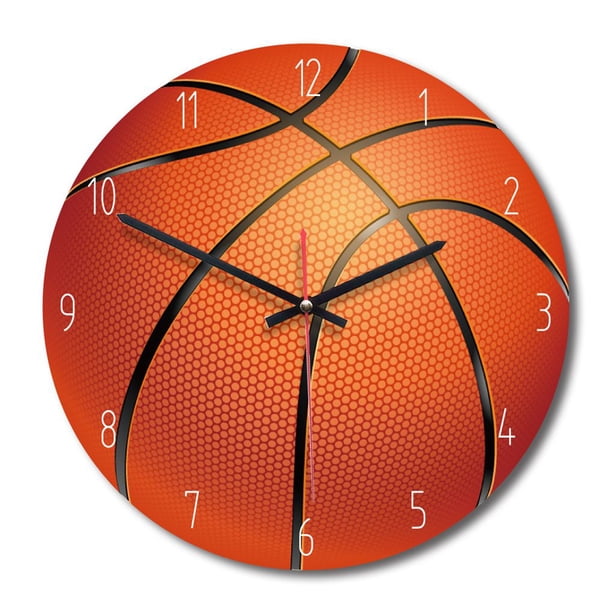 Reloj de pared redondo sin números Baloncesto Fútbol Béisbol Reloj de estilo deportivo para decoración de habitación de niños Inevent JJ24639-03B