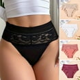 thumbnail image 4 of opolski Women Underpants High Waist Hollow Out Lace Soft Breathable Anti-septic Stretchy Moisture-wicking Flower Embroidery Mesh Lady Panties Briefs, 4 of 8