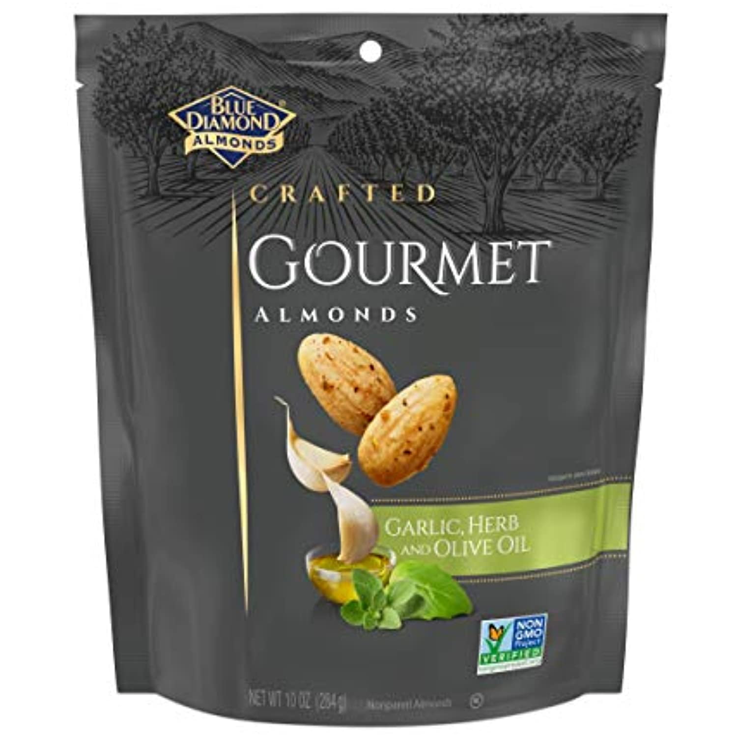 Blue Diamond Gourmet Almonds, Garlic, Herb And Olive Oil, 10 Ounce