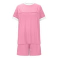 thumbnail image 4 of yievot Womens Summer Two Piece Outfits Short Sets Short Sleeve Lounge Set Crew Neck Top and Shorts Pajamas Casual Outfits, 4 of 6