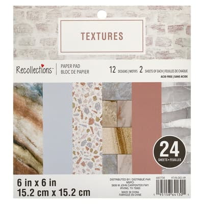 Recollections Textures Paper Pad, 6" x 6", 12 Pack