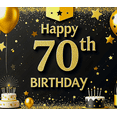 thumbnail image 4 of Glamorous Black and Gold Happy 70th Birthday Banner with Balloons Cakes and Champagne Party Decoration Backdrop for Birthday Party Photography Props Decorations, 4 of 8