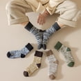 thumbnail image 2 of Caywon Unisex Autumn Winter Wool Fleece Cotton Socks Comfortable Breathable Knitted Striped Mid Calf Socks Soft Fabric Suitable for Daily Wear Warm and Durable, 2 of 5