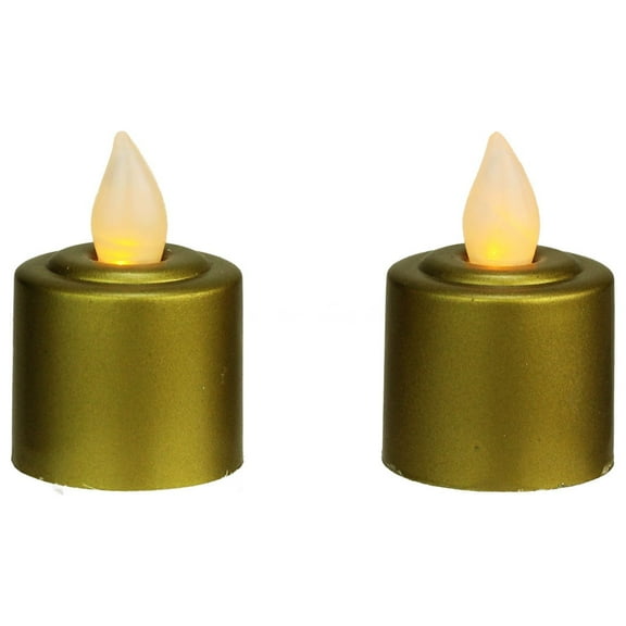 Northlight Set of 2 Prelit LED Battery Operated Gold Flickering Flamless Votive Candles 2.25" -