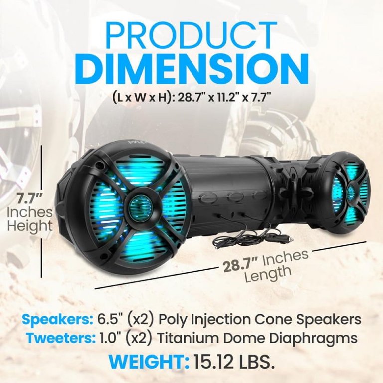Pyle PLATV65BT.5 Waterproof Marine Bluetooth Powered Speakers