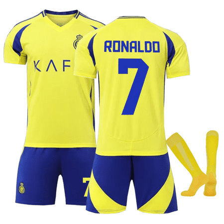 24/25 Al-Nassr Home Soccer Activewear No.7 Ronaldo Fans Training Football Jerseys Kits For Kids And Adult