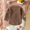 thumbnail image 3 of GYRATEDREAM Newborn Baby Girl Knit Sweater Romper Infant Oversized Long Sleeve Crewneck Embroidery Bodysuit Toddler Warm Fall Winter Outfit Brown for 0-18M, 3 of 7