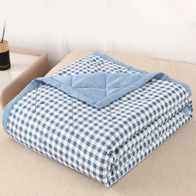 Edredón refrigerado de algodón lavado agradable para la piel Wrjufa para dormir desnudo Edredón fino de verano Azul claro