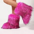 thumbnail image 3 of Faux Fur Boot For Women Furry Fluffy Comfy Plush Warm Outdoor Mid-Calf Boots with Round Toe, 3 of 6