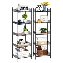 Set of 2 Metal Storage Shelves - 5-Tier Standing Shelf Unit for Kitchen, Bathroom, Pantry, Garage & Balcony, Black