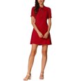 thumbnail image 1 of Vestidos Elegantes para Mujeres INSPIRE CHIC con Cuello de Lazo y Mangas Cortas Abullonadas, Vestido para Trabajar, Color Rojo M, 1 of 6