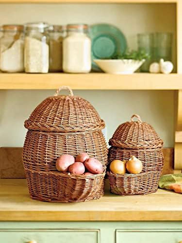 Tribesigns Wood Fruit Vegetable Storage Rack Stand,4-Tier Stackable Fruit  Basket Organizer Rack for Kitchen and supermarket, Potato and Onion Storage