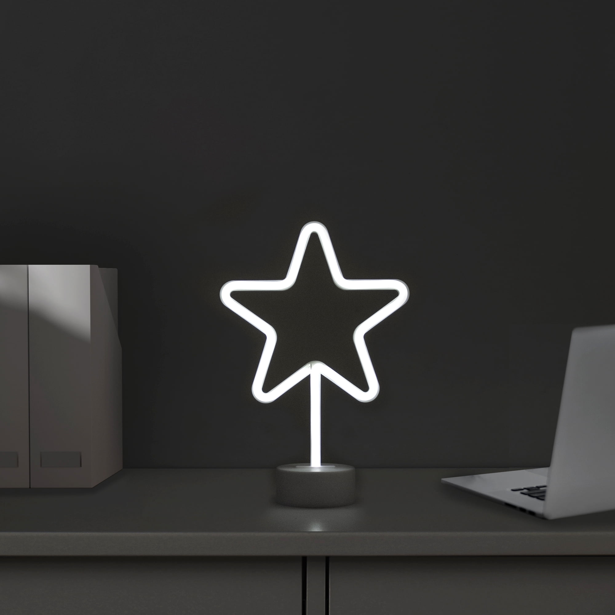11.5" Battery Operated Neon Style LED White Star Table Light