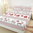 thumbnail image 3 of Feelyou Vintage Christmas Festival Twin Sheet Sets, Tribal Aztec Geometric Twin Fitted Sheet, Kawaii Reindeer Print Flat Sheet, ltra Soft Home Decor, 3-Piece, 3 of 7