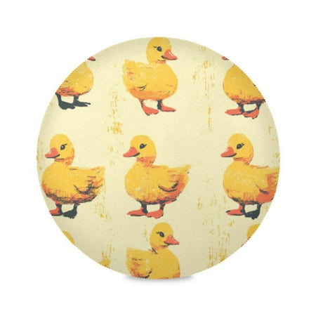 

Round Plate Mat 15.4x15.4 Inchesx1 Placemat Table Mat Kitchen Mat Coffee Mat Fabric Thick Strong Wear-Resistant Heat Resistance Yellow Duck Cartoon