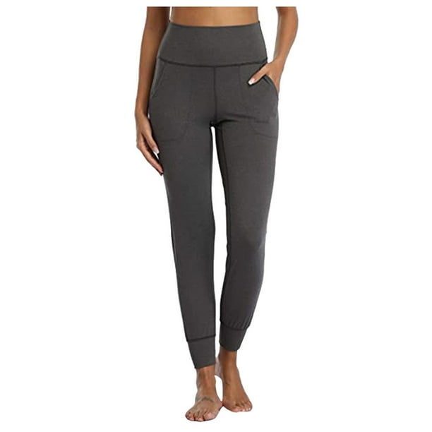 Women's Pants womens Stretch Yoga Leggings Fitness Running Gym Sports Full  Length Active Pants Dark Gray Xl