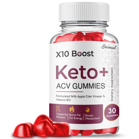 X10 Boost Keto ACV Gummies, Maximum Strength, Apple Cider Vinegar, 1 Month Supply Dietary Supplement (1 Pack)