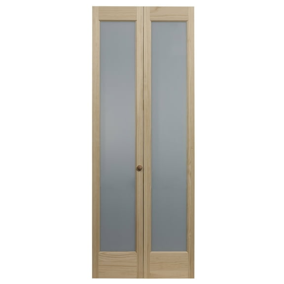AWC Model 337 Frosted Full Glass Bifold Door 24"wide x 80"high Unfinished Pine