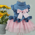 thumbnail image 3 of FloreceBien Vestido vaquero para mascotas con bonito lazo, cómodo chaleco, falda, encaje, tutú, ropa de verano y primavera para gatos y perros, 3 of 5