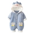 thumbnail image 2 of Esaierr Newborn Infant Snowsuit Hooded Fleece Romper for Boys Girls Winter Jumpsuit with Hooded Wear Romper Outwear for 0-18M, 2 of 5