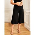 thumbnail image 5 of LMLYSoH Women’s High Rise Capri Pants Elastic Waist Solid Color Loose Fit Cropped Pants Trousers, 5 of 8