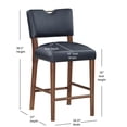 thumbnail image 4 of Comfort Pointe Bonito 26" Faux Leather & Wood Counter Stool in Blue/Walnut, 4 of 11
