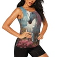 thumbnail image 2 of Fuzoiu Flower White Horse (2) Print Women's Workout Tank Top,Athletic Racerback Sports Tank,Tops Sleeveless Running Loose Fit Yoga Tops,Active Shirts for Yoga, Running, and Gym-Small, 2 of 7