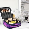 thumbnail image 5 of FORMRS Travel Makeup Bag Large Capacity Train Case Cosmetic Organizer with Adjustable Dividers, Purple Digital Art, 5 of 8